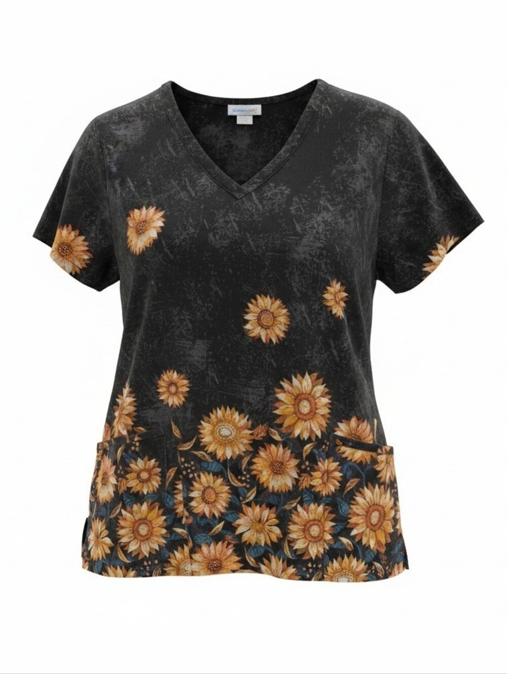 Butter Soft Sunflower Scrub Style Short Sleeved Tunic Top Ladies XL Coastal